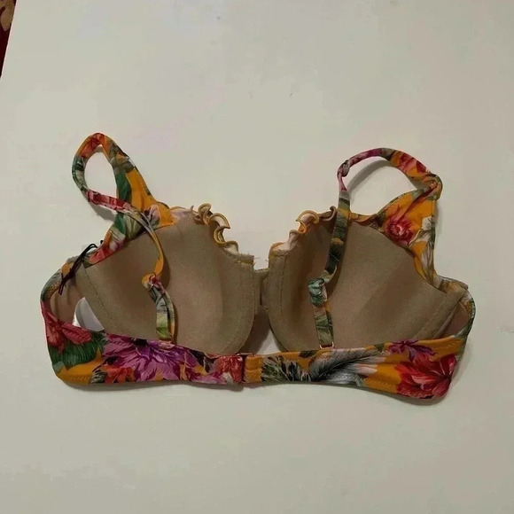 Shade & Shore Lightly Lined Ruffle Underwire Bikini Top Multicolor NWT Size 34B - Picture 4 of 5